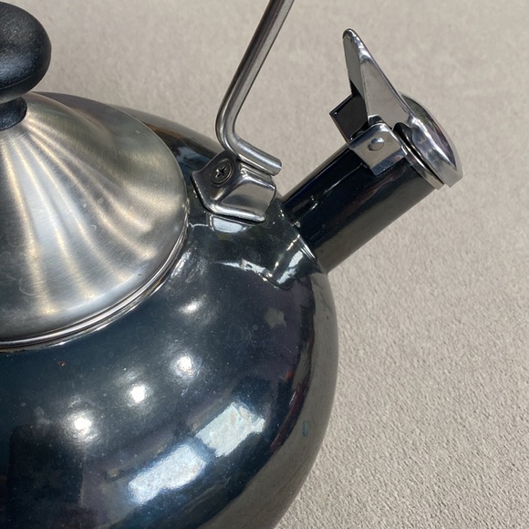 Vintage Chantal Tea Pot Kettle Whistling Stovetop Onyx Black Stainless Steel !! - Picture 9 of 14